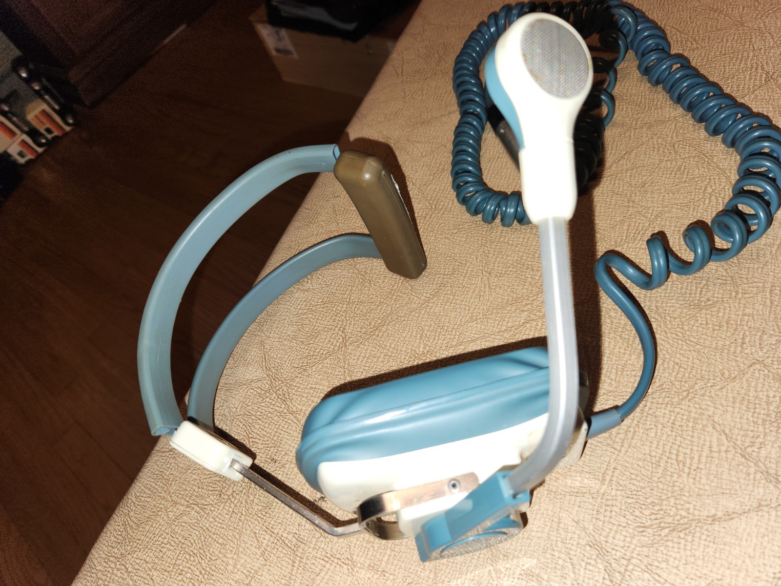 Vintage Clear-Com Series II Headset – White, Blue and Gray