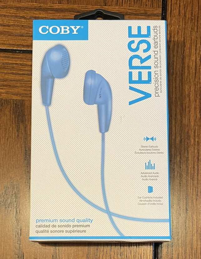 New! COBY VERSE Earbuds / Headphones for Phone / MP3 / iPod / iPad – Blue