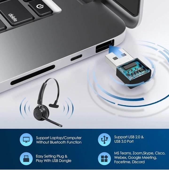 New O/B Trucker / Business Wireless Bluetooth Headset W/ AI Noise Canceling Mic