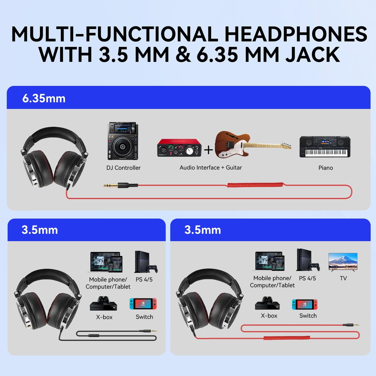 Over Ear Headphones Wired Studio Monitoring 50mm Driver Protein Leather Pro-50
