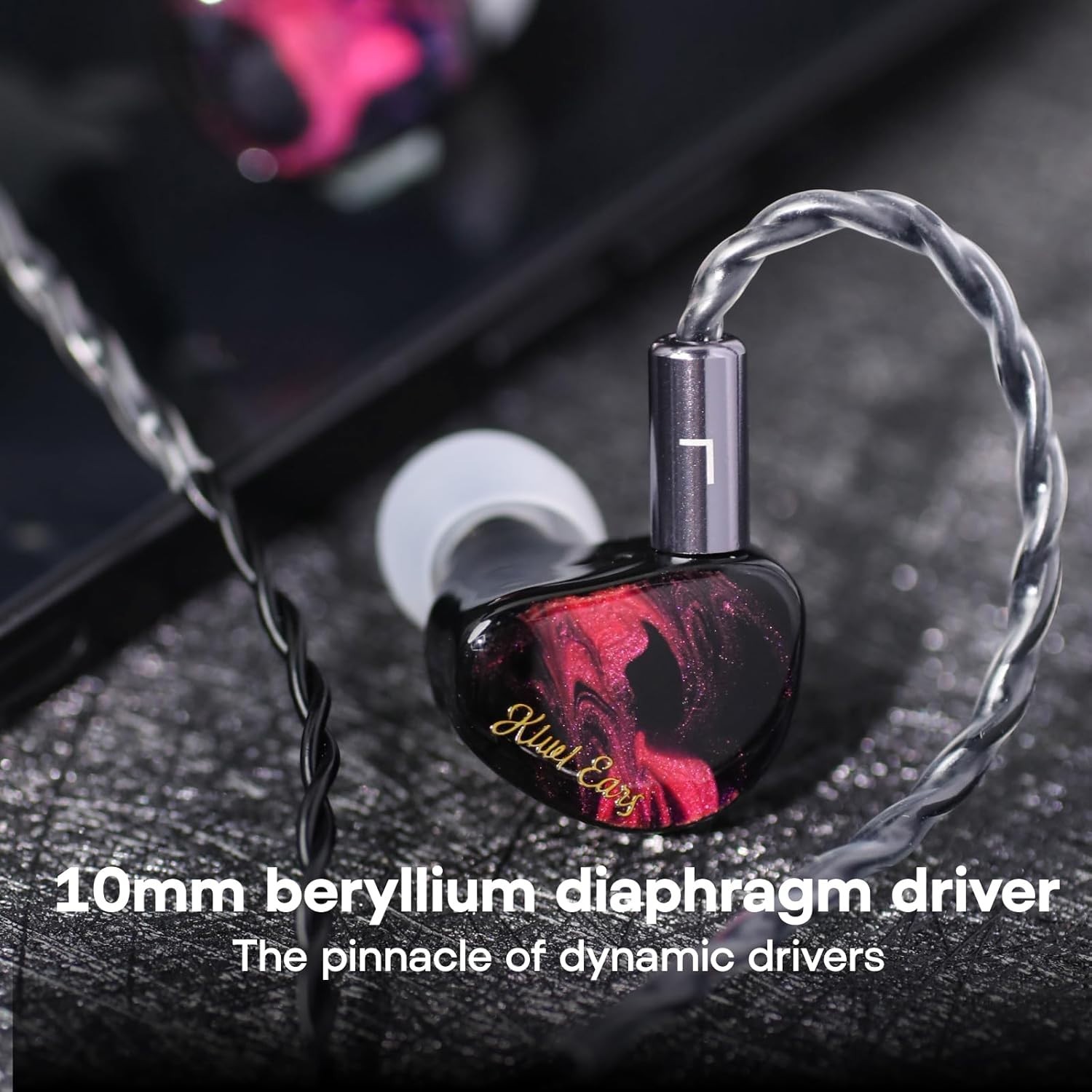 Kiwi Ears Cadenza in Red – 10mm Beryllium Driver Earbuds with Features