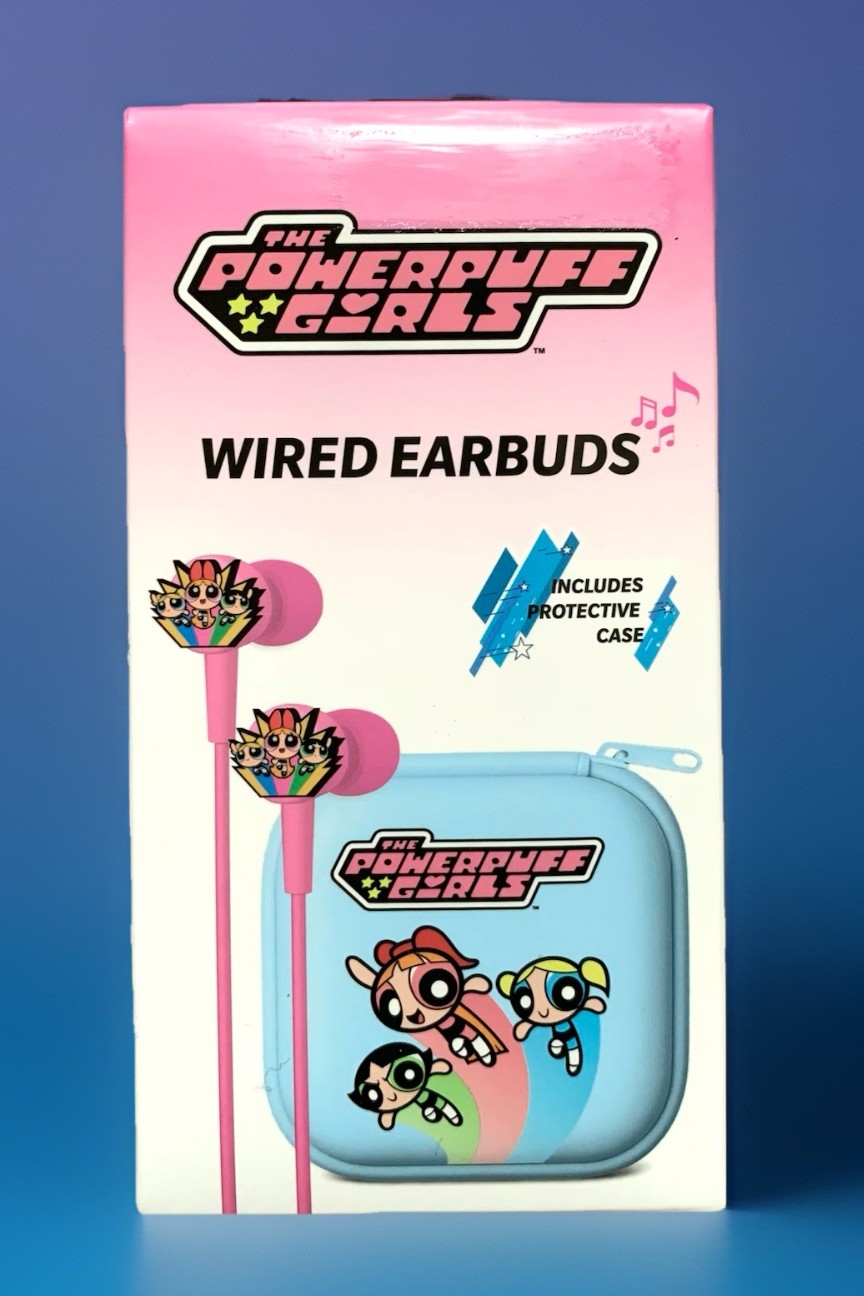NEW The Powerpuff Girls Wired Earbuds Headphones & Protective Zippered Case