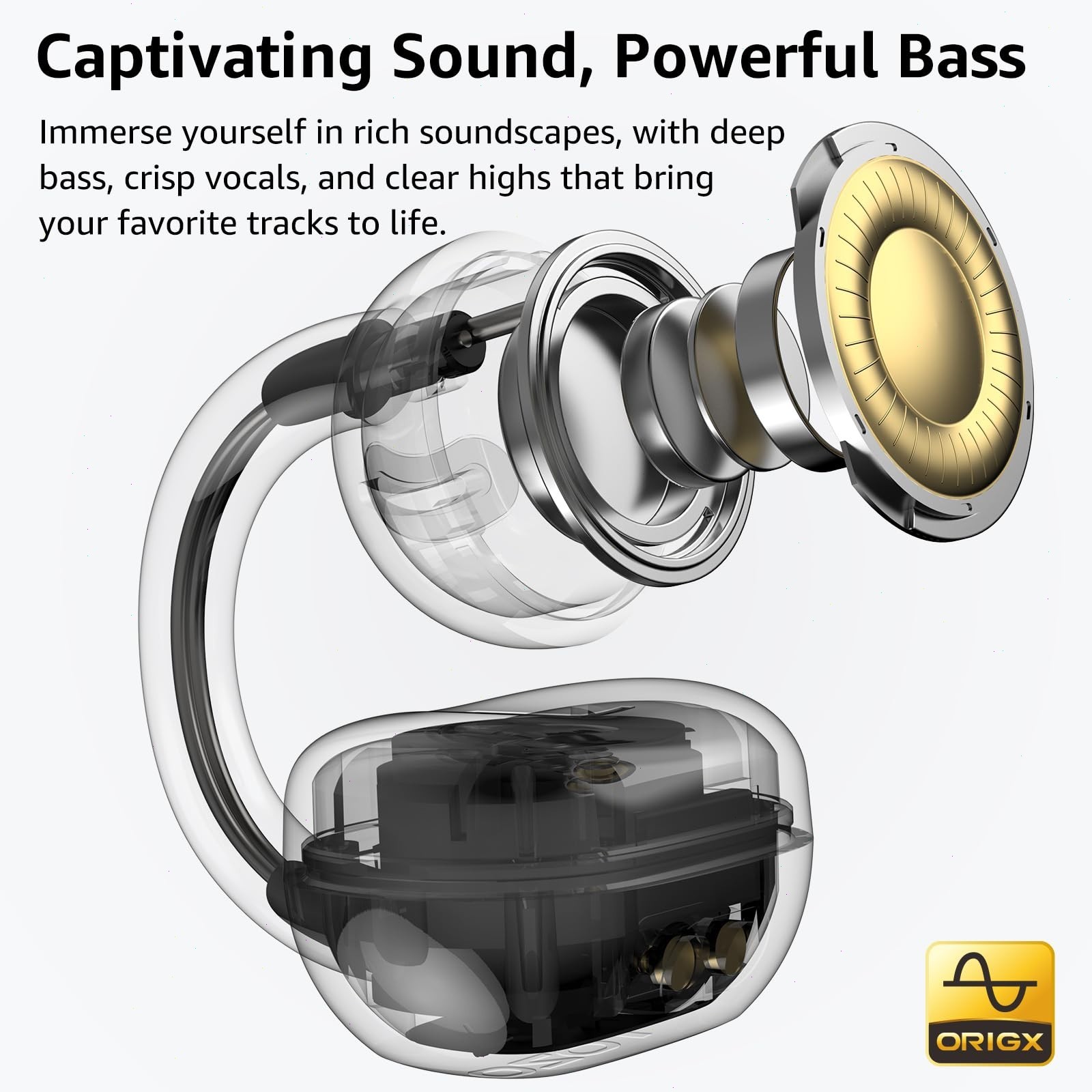 TOZO OpenEarRing Headphones Lightweight Comfort Open Ear Clip Wireless Earbuds