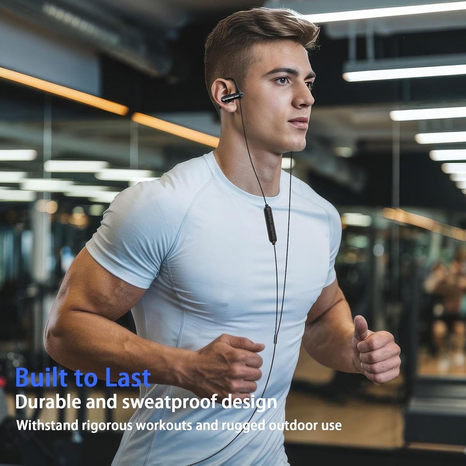 Wired Over-Ear Sports Earbuds with Microphone & Noise Cancellation – Black