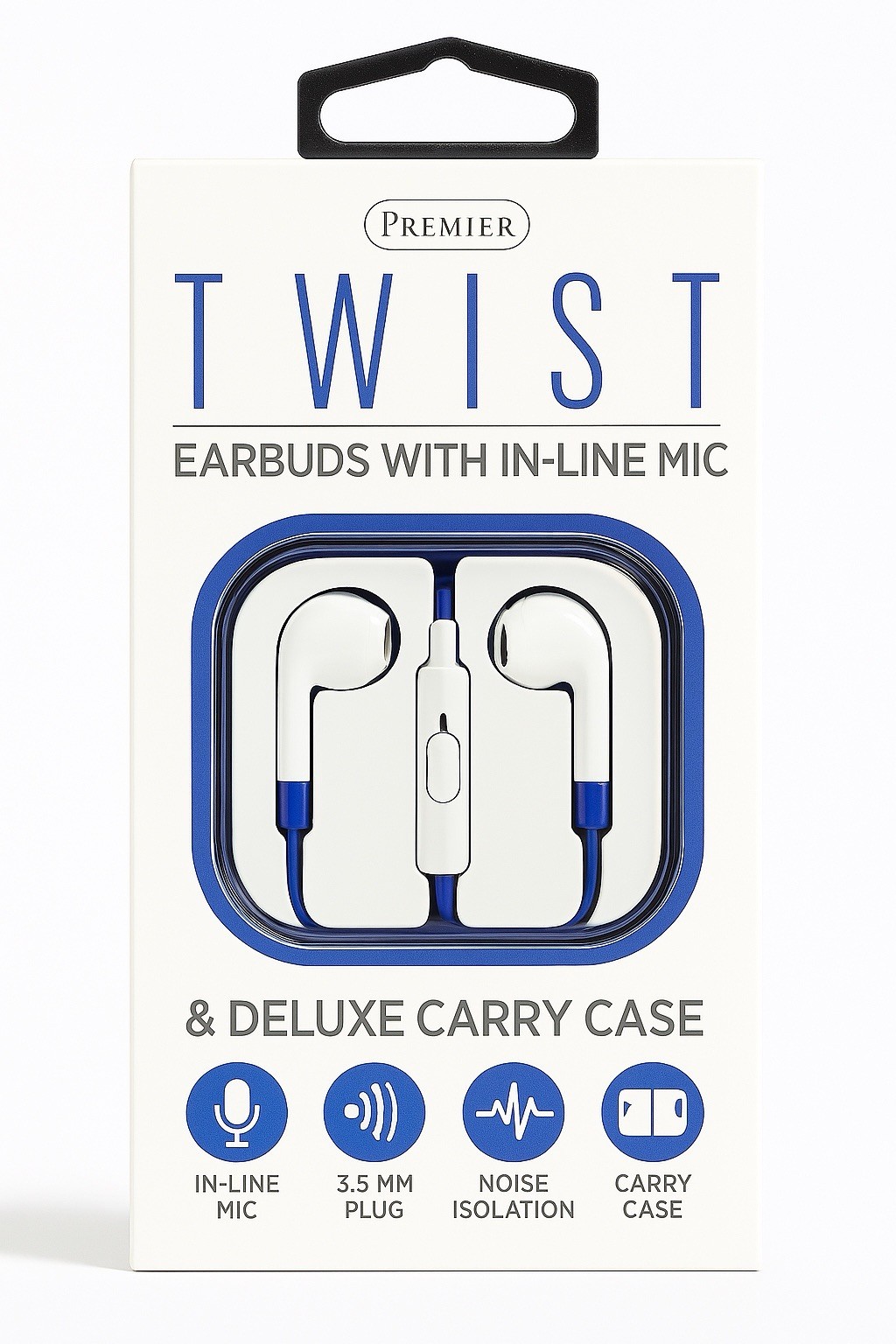 Sentry Twist Earbuds w/ Inline Mic 3.5mm Aux Connector and Carrying Case, Pink