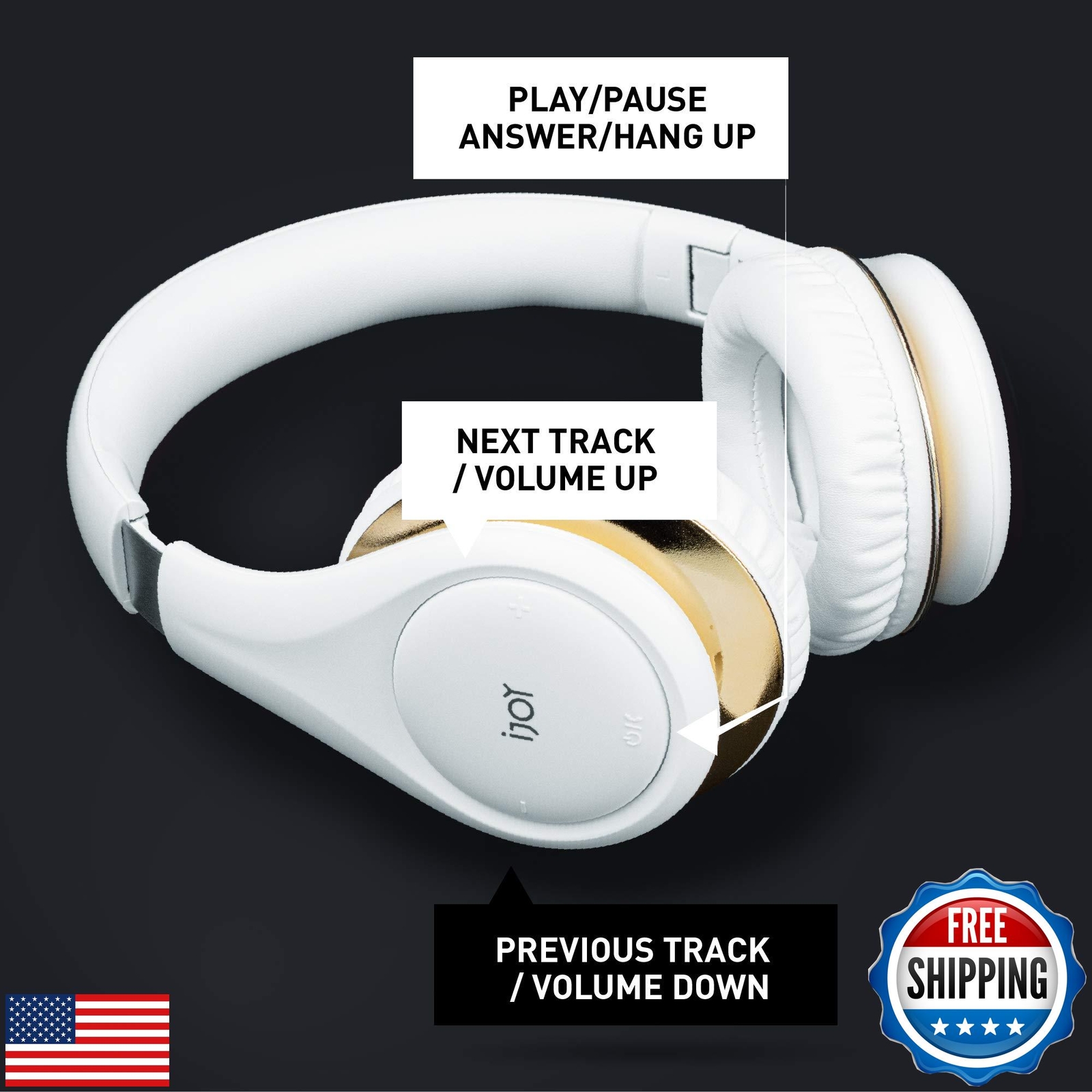 iJoy ISO Bluetooth 5.0 Wireless Over Ear Foldable Stereo Headphones with 30 H