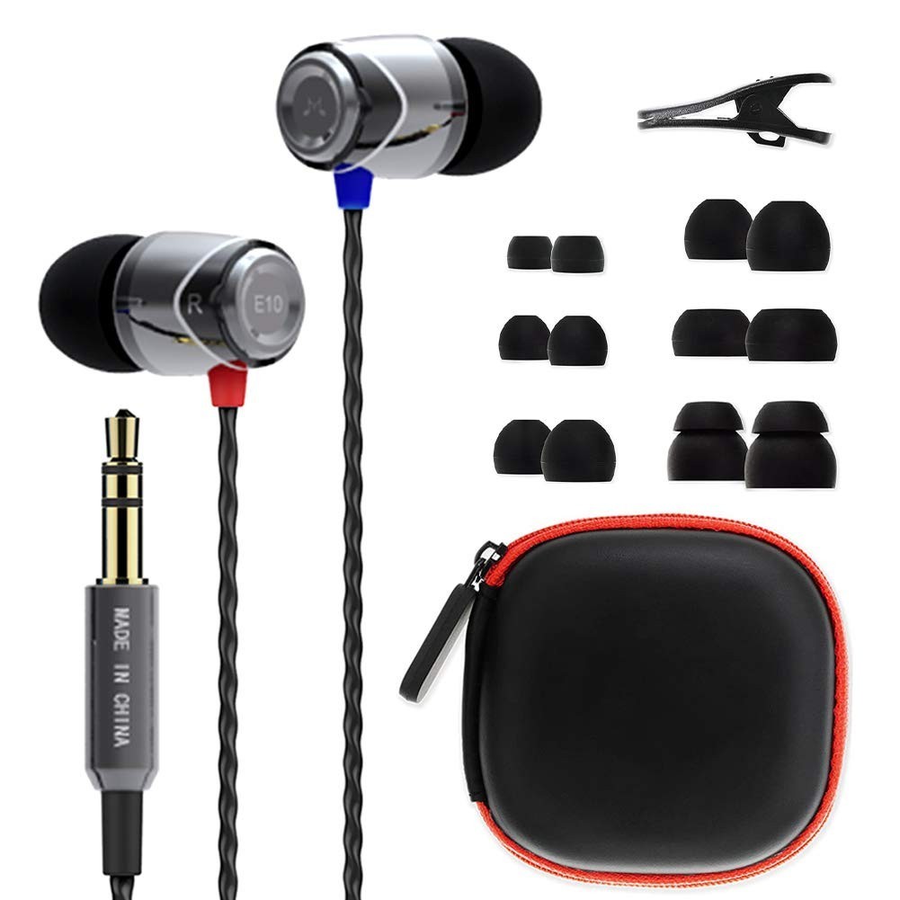 Premium Hi-Fi Wired Earbuds, 3.5mm Jack, Powerful Bass, Tangle-Free Cable, Noise
