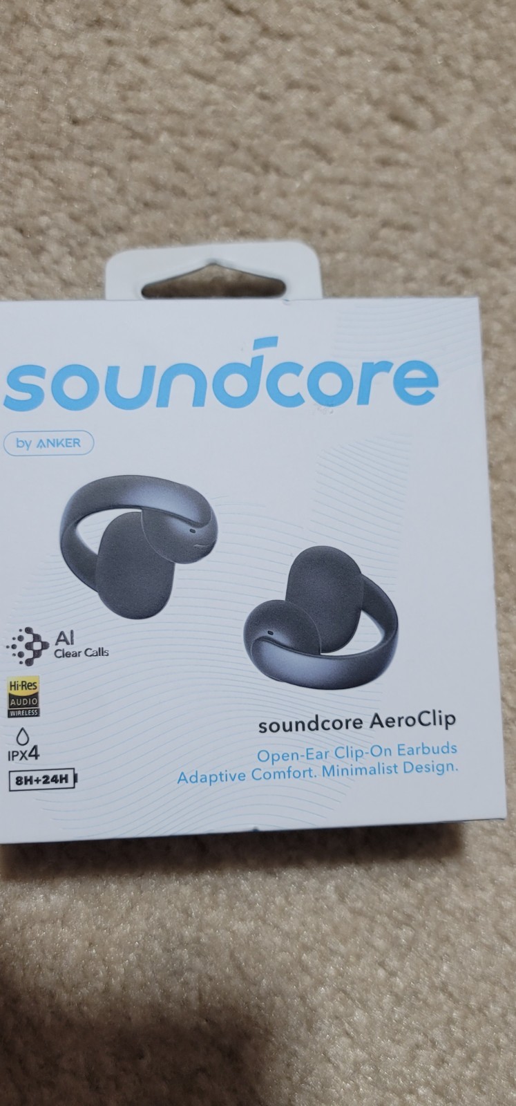 Soundcore – by Anker AeroClip Open-Ear Clip-On Earbud Headphones – Black