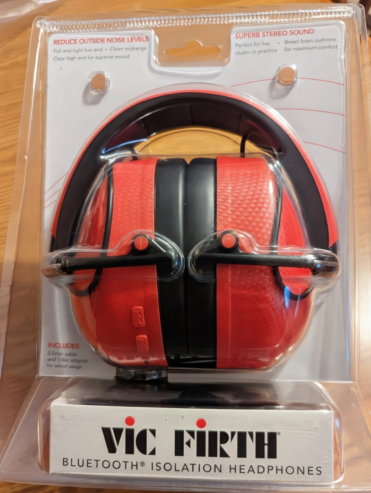 Vic Firth Bluetooth Isolation Headphones – Red (VXHP0012)