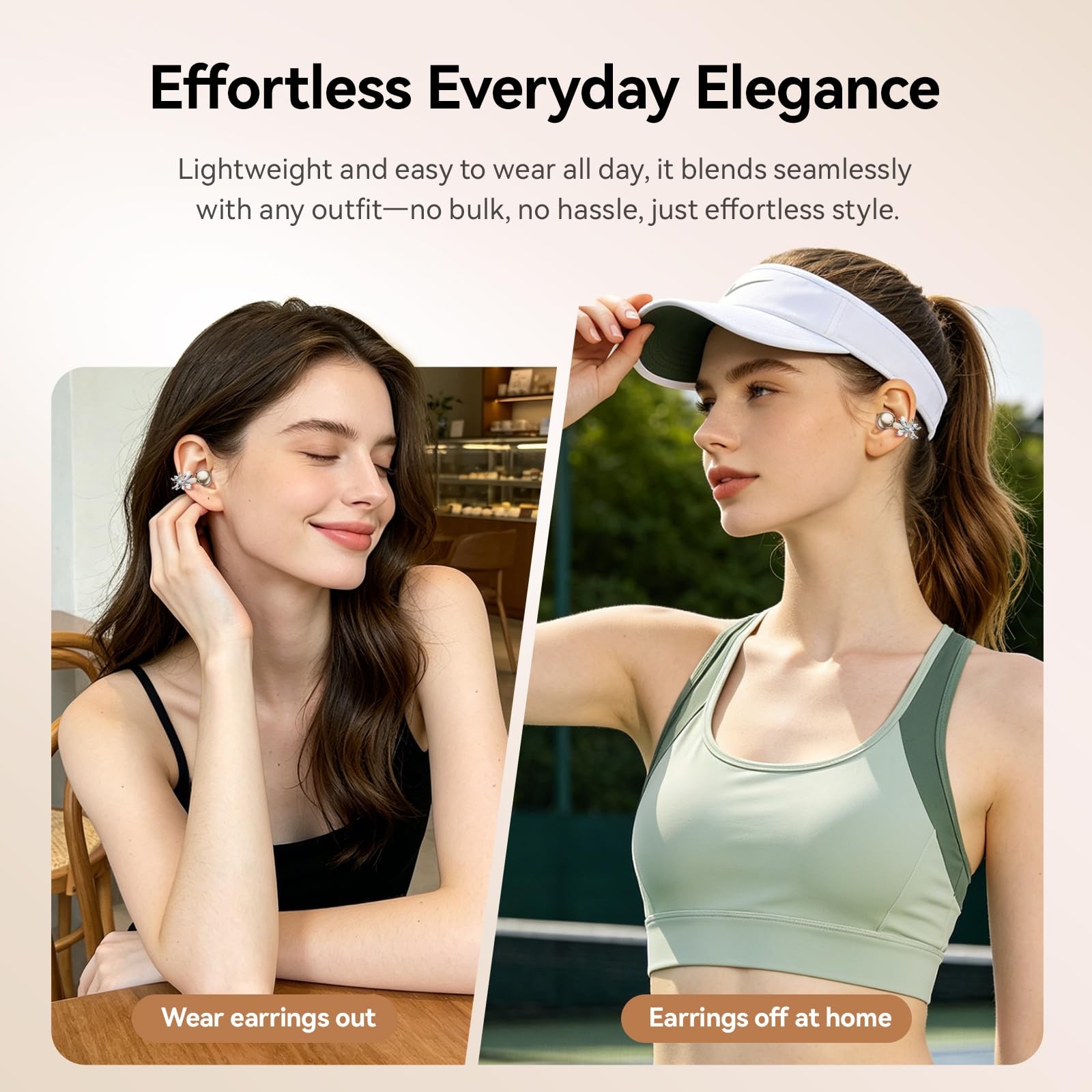 Clip On Earbuds with Detachable Butterfly Earrings & LED Makeup Mirror Case, …