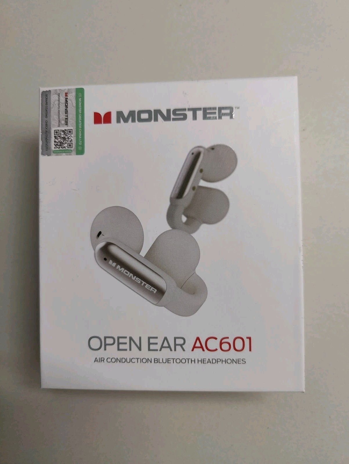 Monster Open Ear AC601 Bluetooth Headphones Water and Sweat Resistant, White