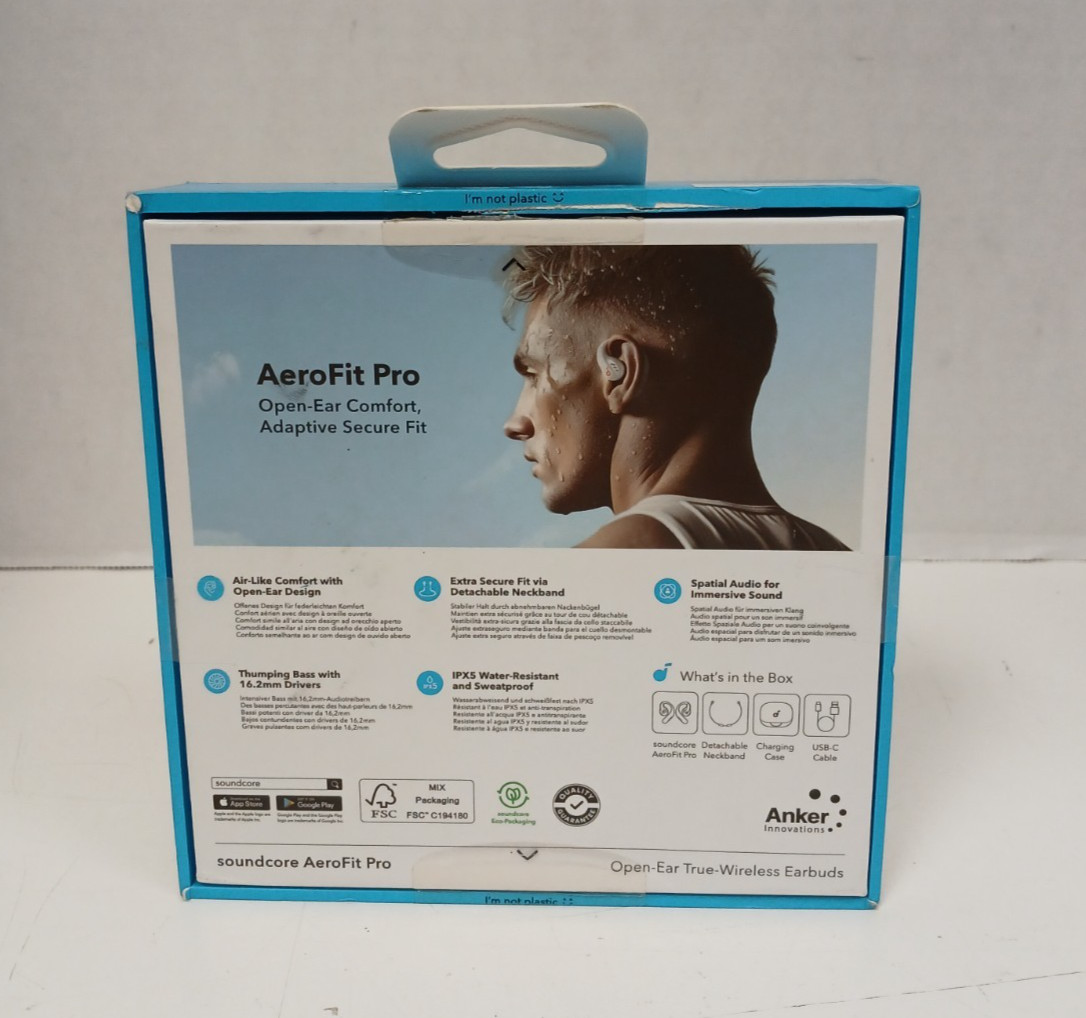 Soundcore AeroFit Pro Open-Ear True Wireless Earbuds, White *FOR PARTS*