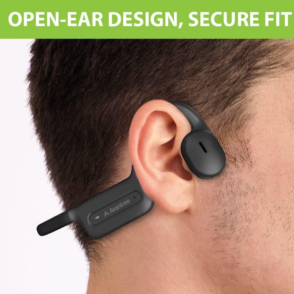 Avantree Medley Air – Wireless Earbuds for TV Listening with Clear Black