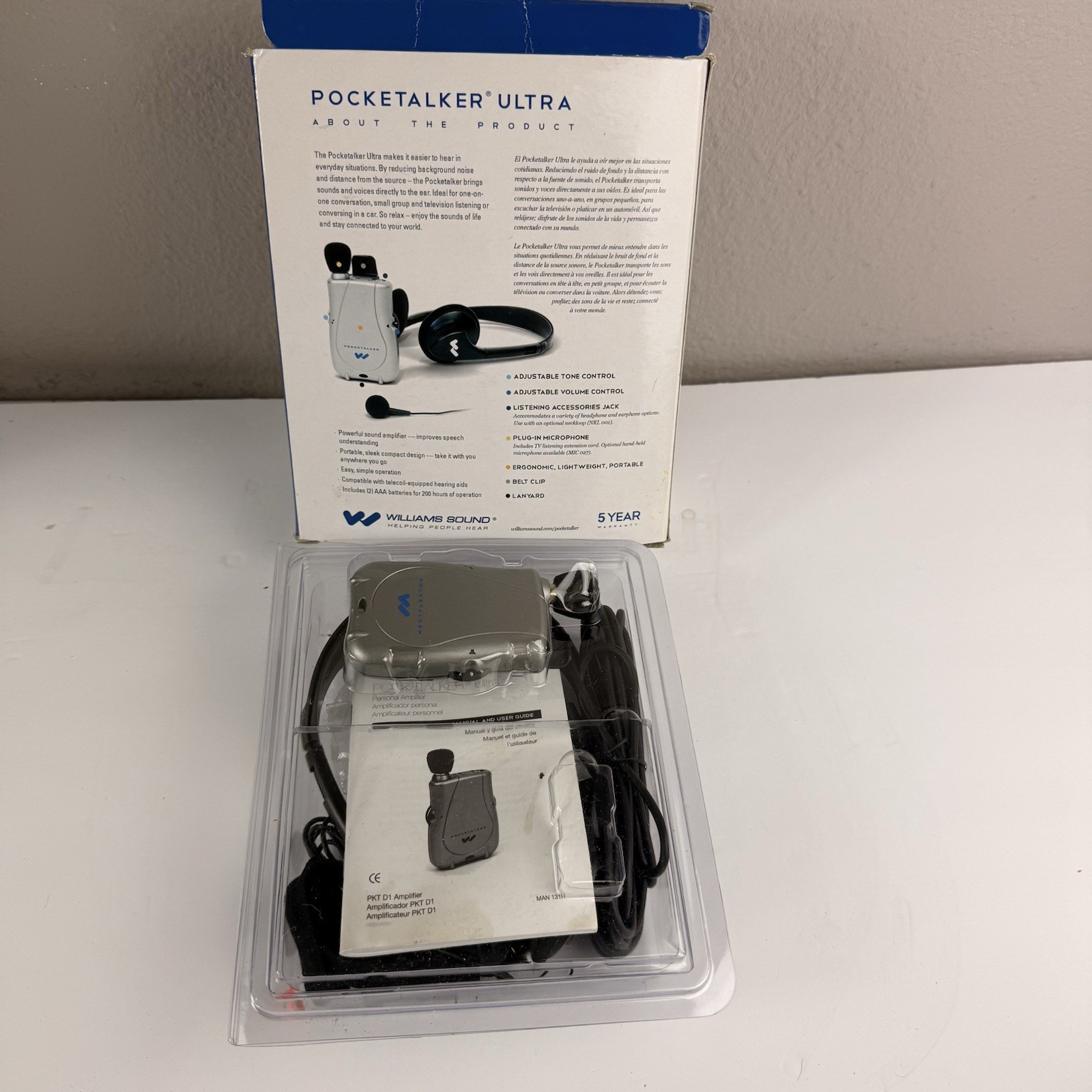 Williams Sound Pocketalker Ultra Personal Amplifier PKT D1 Bonus Pack Earphone