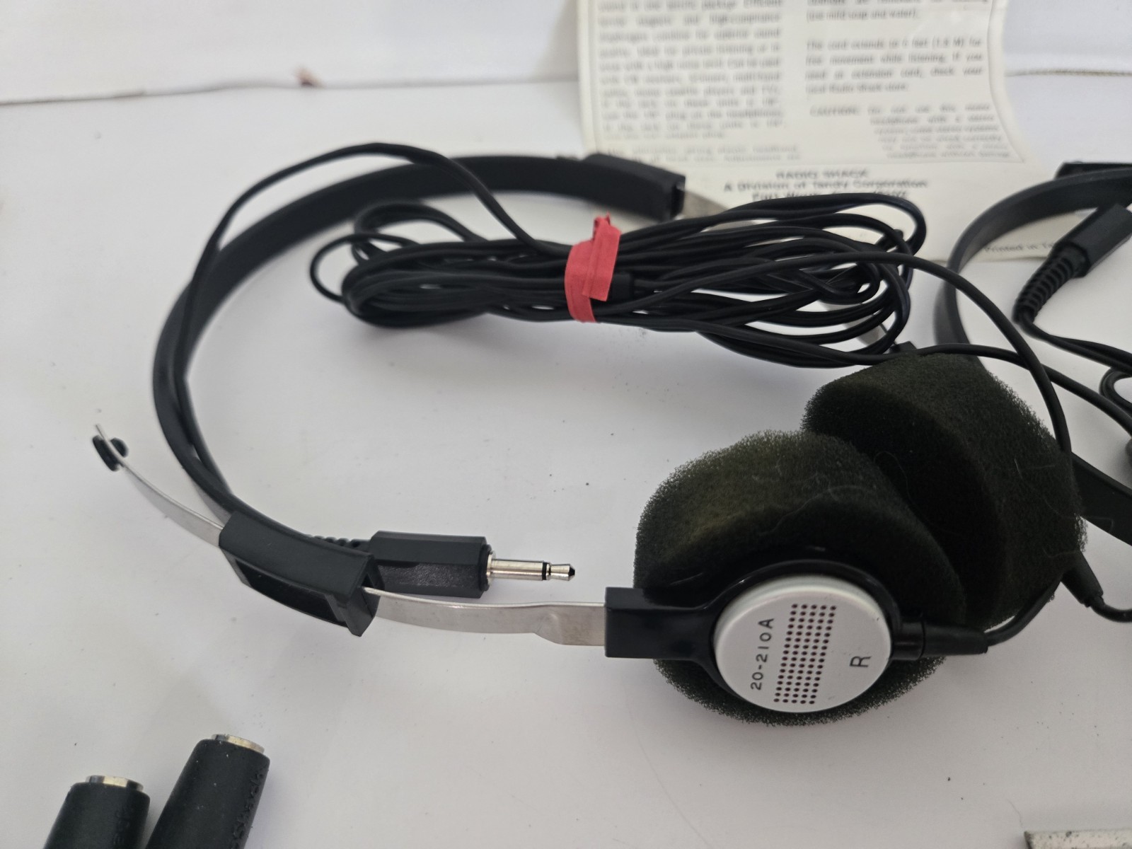 2 Radio Shack Lightweight Mono Headphones #20-210A & Extras FREE SHIPPING
