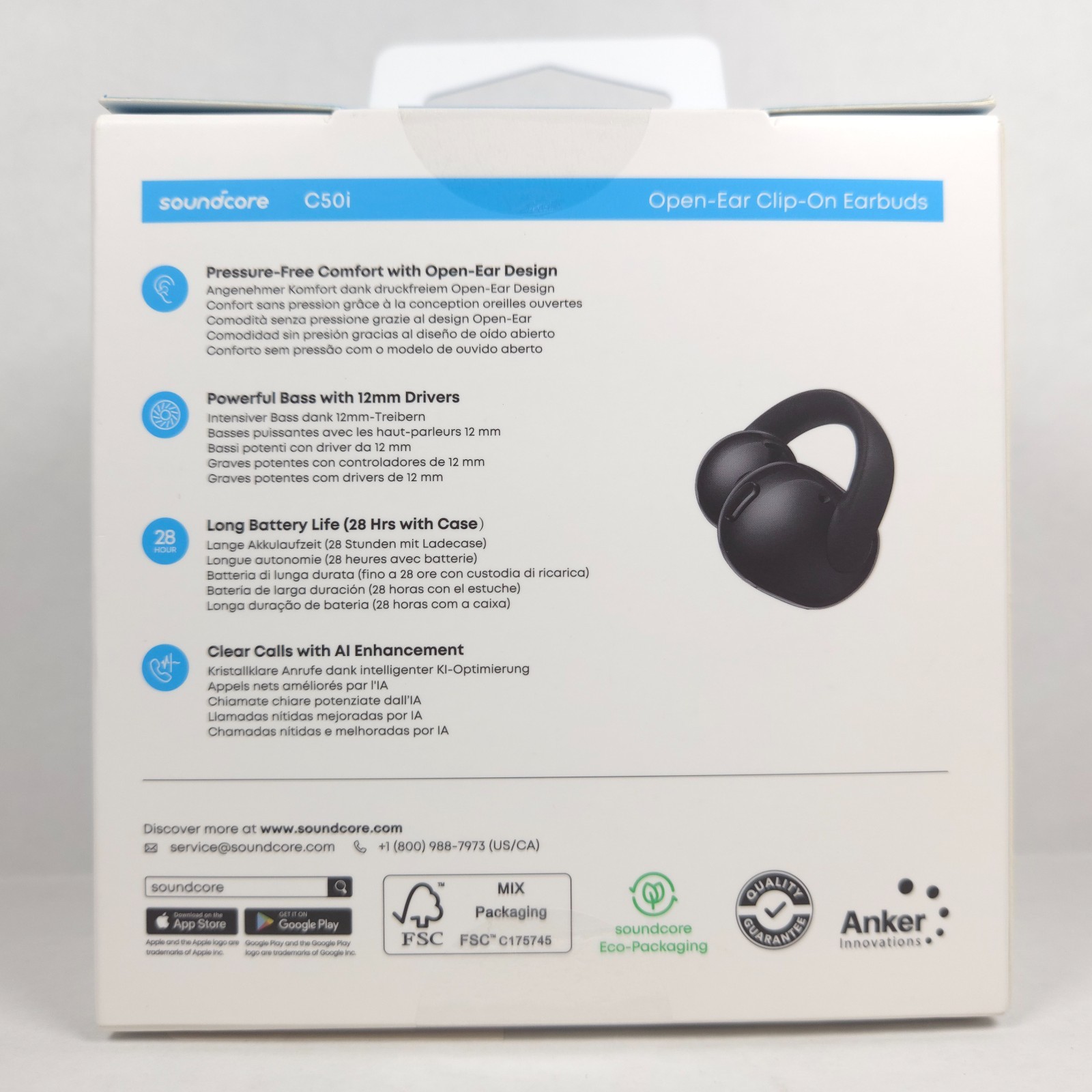 Soundcore by ANKER Soundcore C50i Open Ear Clip On Earbuds – Black NEW