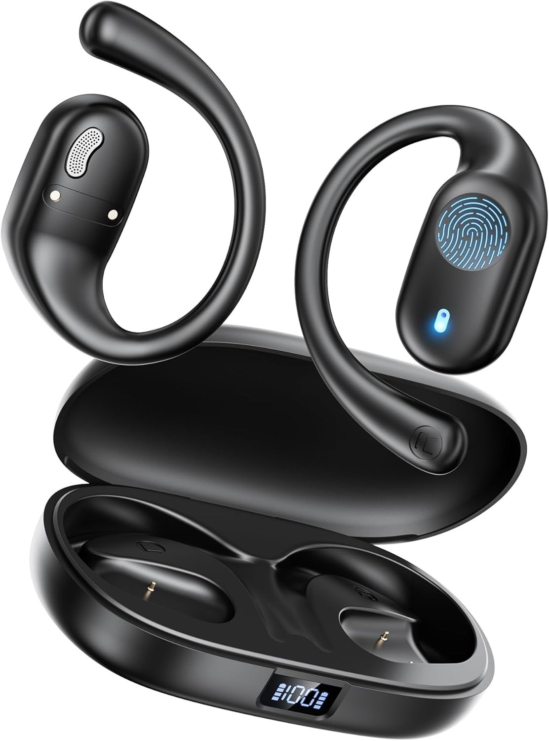 Open Ear Headphones Wireless Bluetooth – 5.3 Bluetooth Earbuds with LED Digital