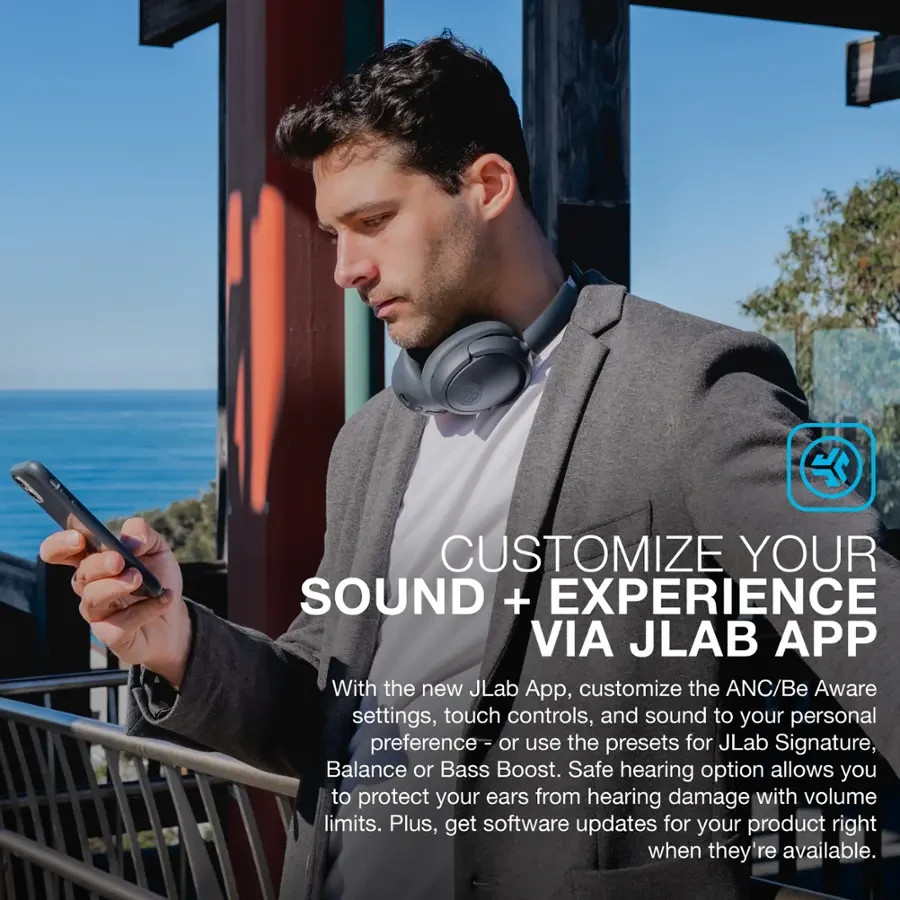 New JLab JBudsLux ANC Wireless Noise Cancellation Over-Ear Headphones – Graphite