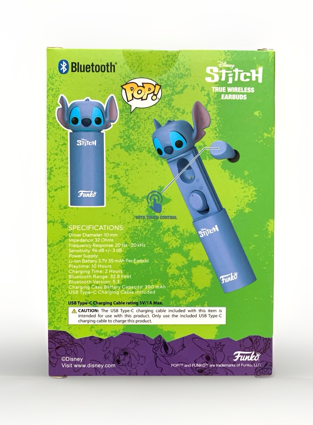 NEW Funko Pop Disney Stitch Wireless Bluetooth Earbuds w/Touch Control and Case