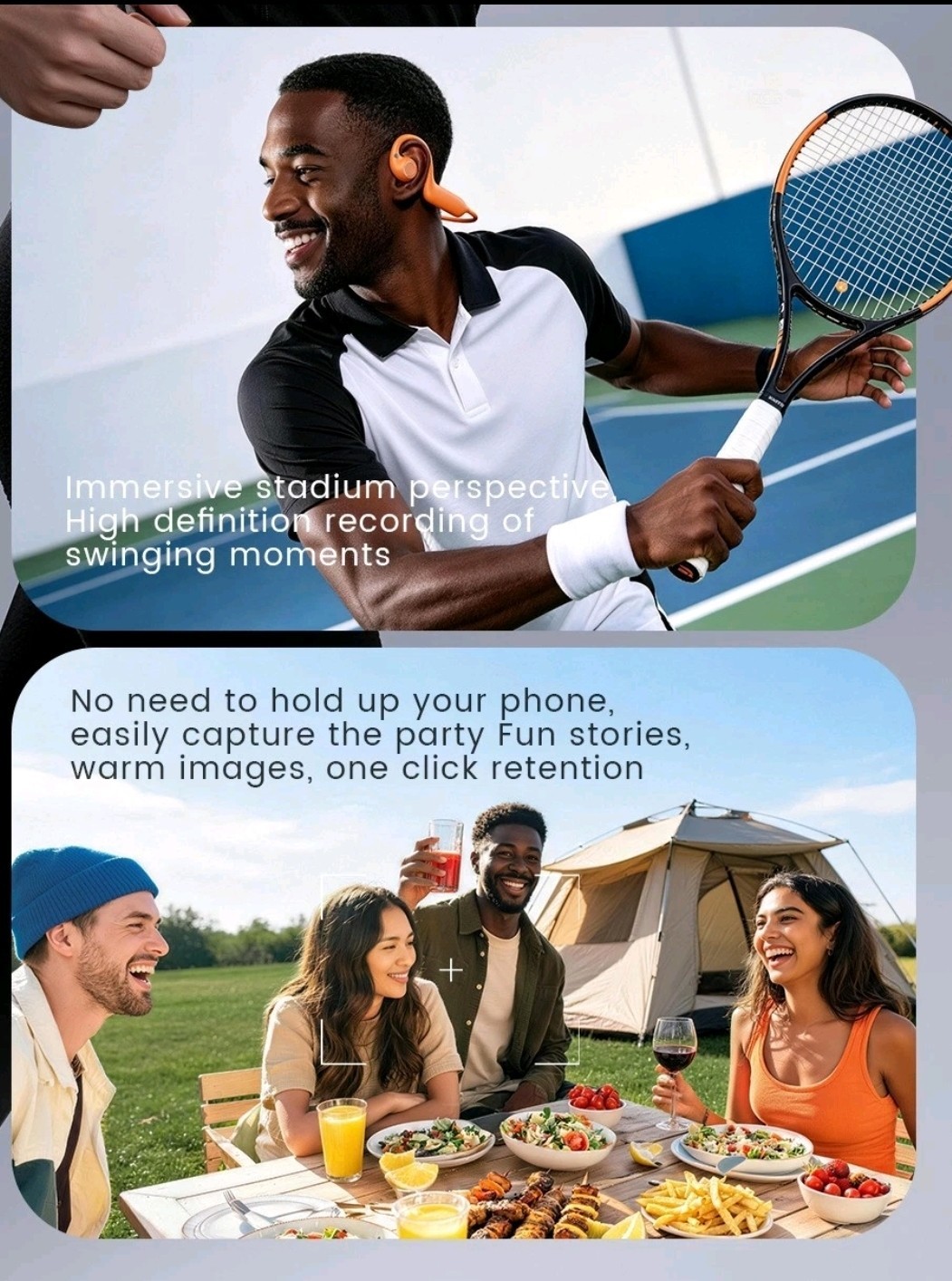 Bluetooth Headset AI Translation 800W Camera Video Photo Wireless Sports