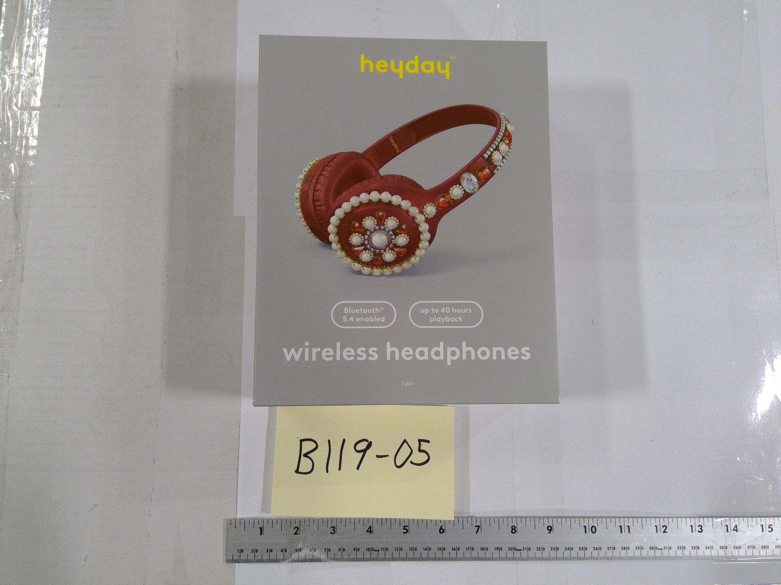 Heyday Wireless Headphones Bluetooth Red Jeweled 40 Hours Playback New Box