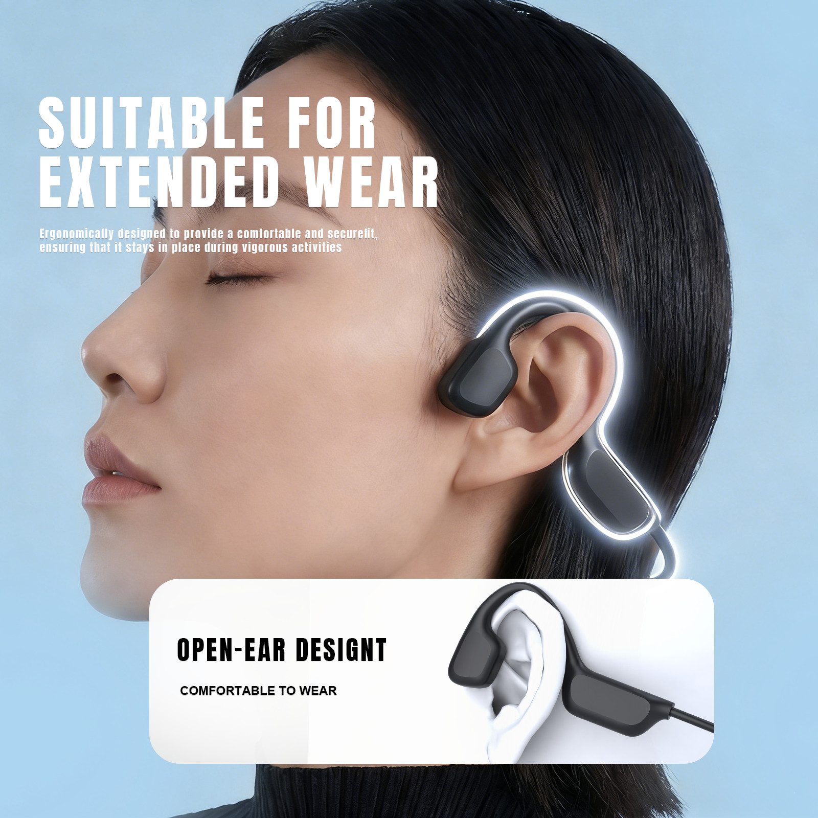 IPX8 Waterproof Bone Conduction Earphones 32GB MP3 Bluetooth 5.4 S10 Headphones