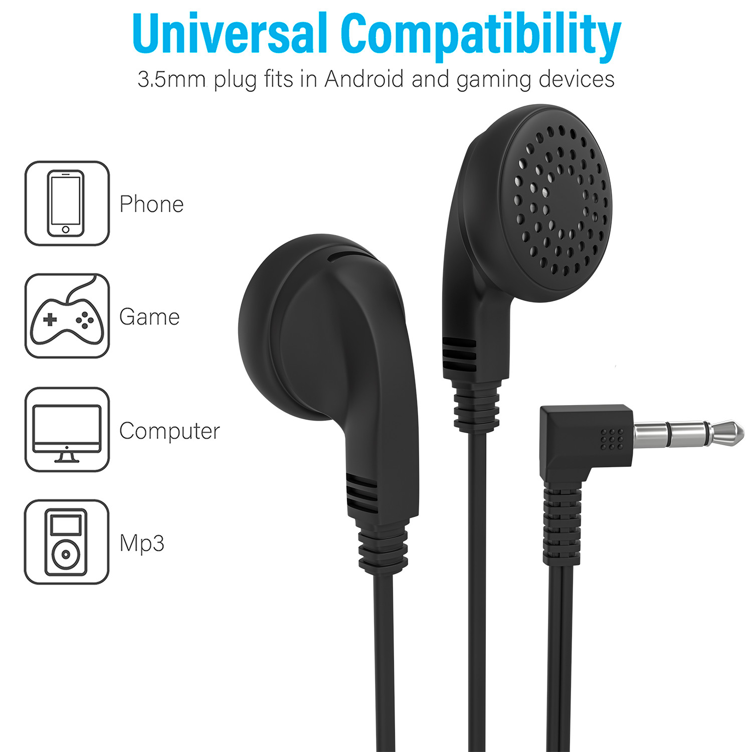 Wholesale Bulk School Classroom Earbuds Earphone Headphones Individually Wrapped
