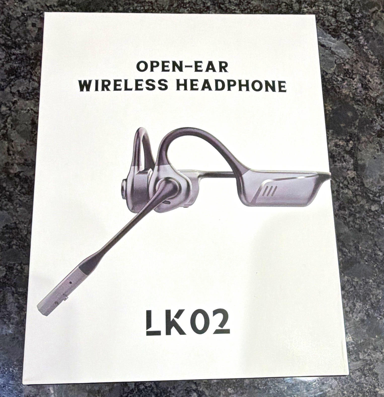 LK02 Open-Ear Ear-Hook Wireless Earbuds Bluetooth 5.1 Boom Mic USB-C Gray