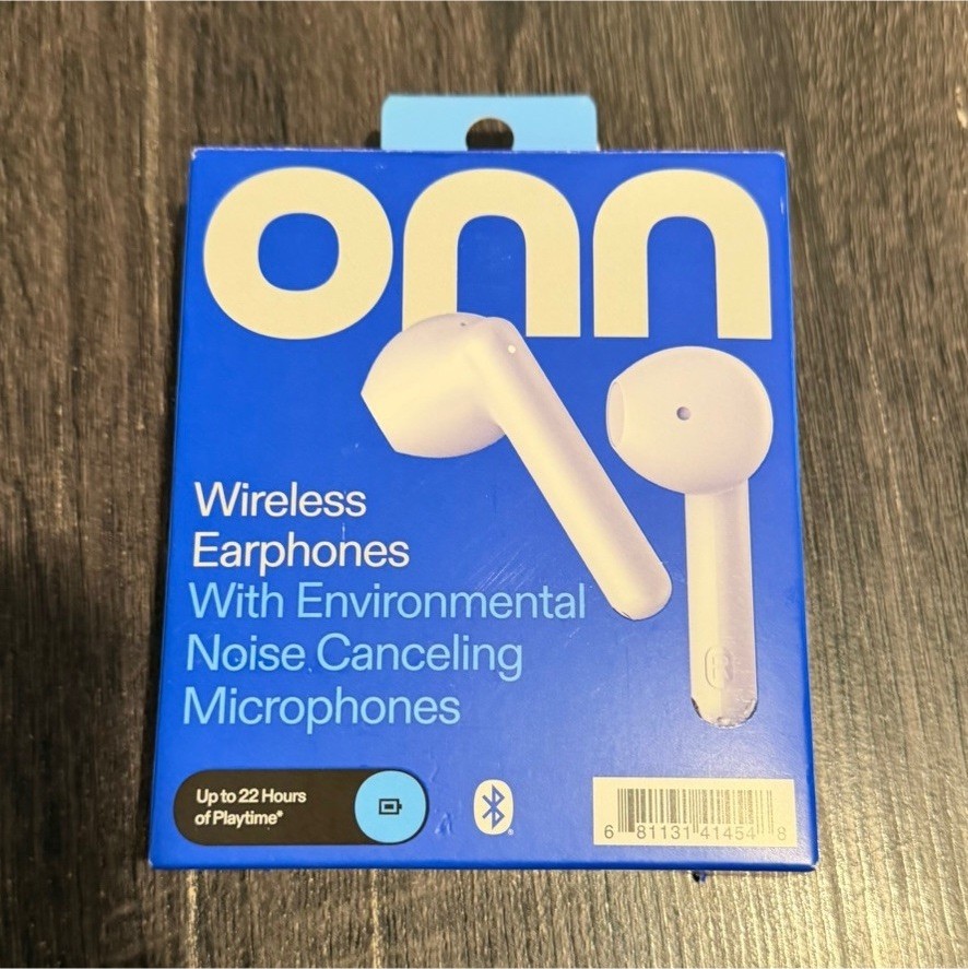 onn. Wireless In-Ear Earbuds ENC Mic Touch Control Water Resistant White 22h