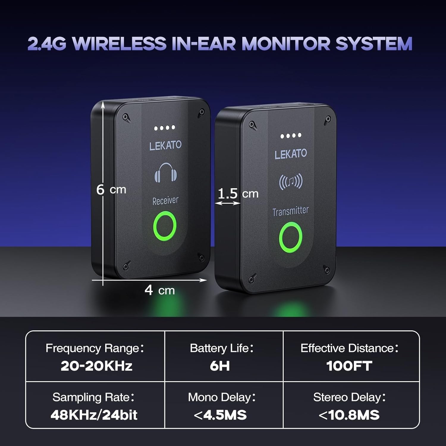 Wireless in Ear Monitor System MS-02, Upgraded 2.4G Stereo IEM System Low Lat…