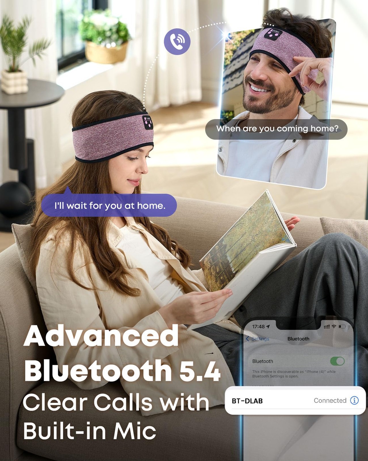 Sleep Headphones Headband Wireless Bluetooth 5.4 – Soft, Breathable, Ultra-Th…