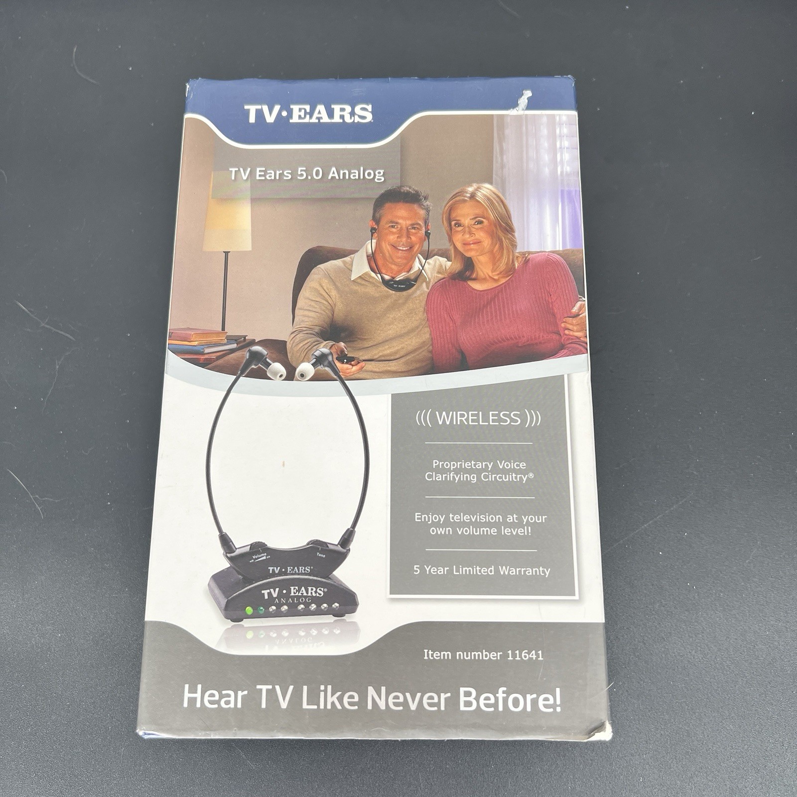 TV Ears Black Version 5.0 Item #11641 Voice Clarifying Listening NEW Open Box