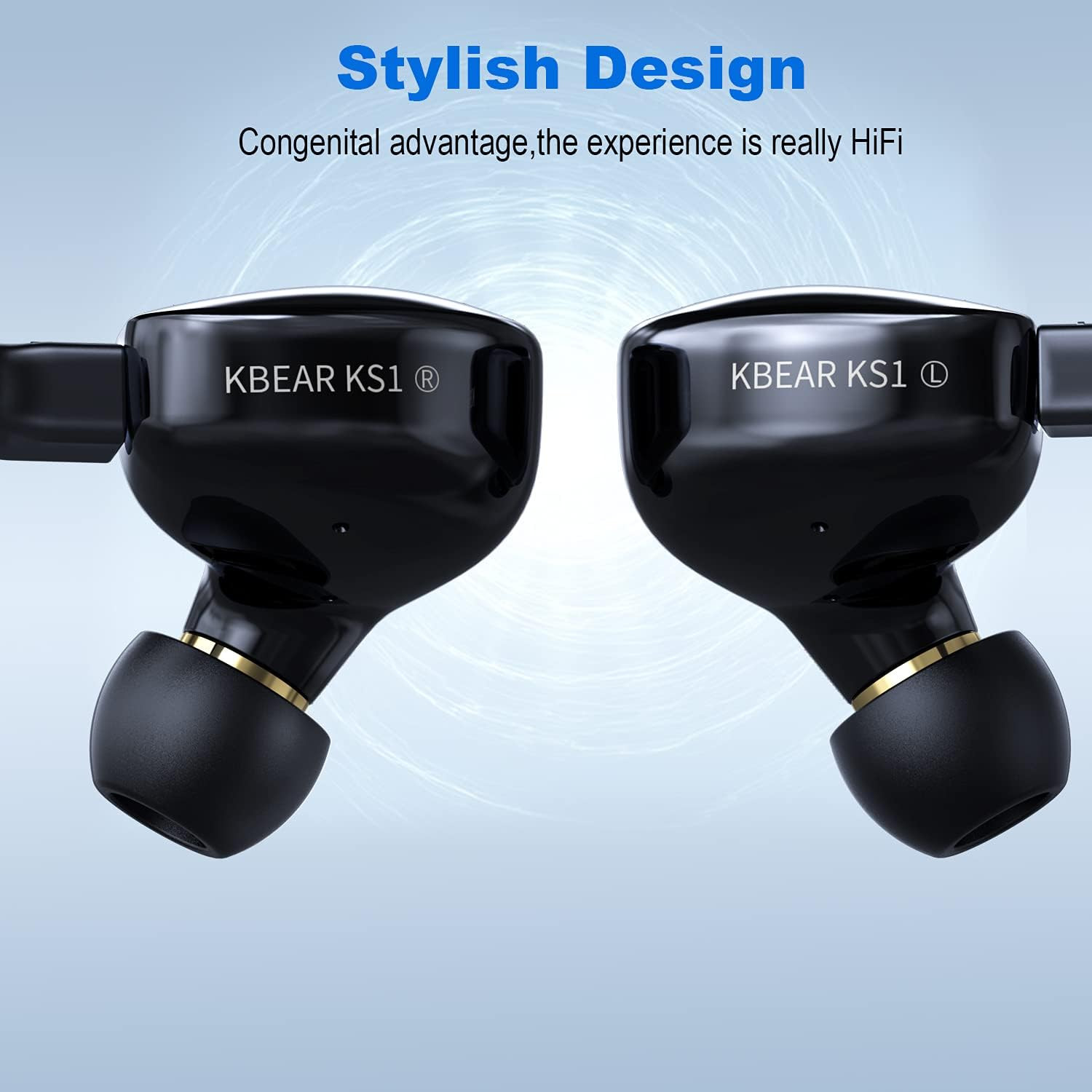 HIFIHEAR Kbear KS1 in Ear Buds, Dual Magnetic Dynamic in Ear Earphones, Hifi Ste