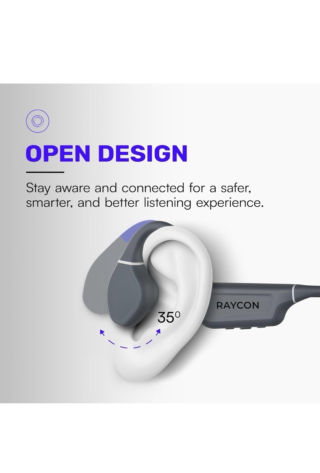 Raycon Bone Conduction Headphones, Open-Ear Bluetooth Sports Earbuds with Mic