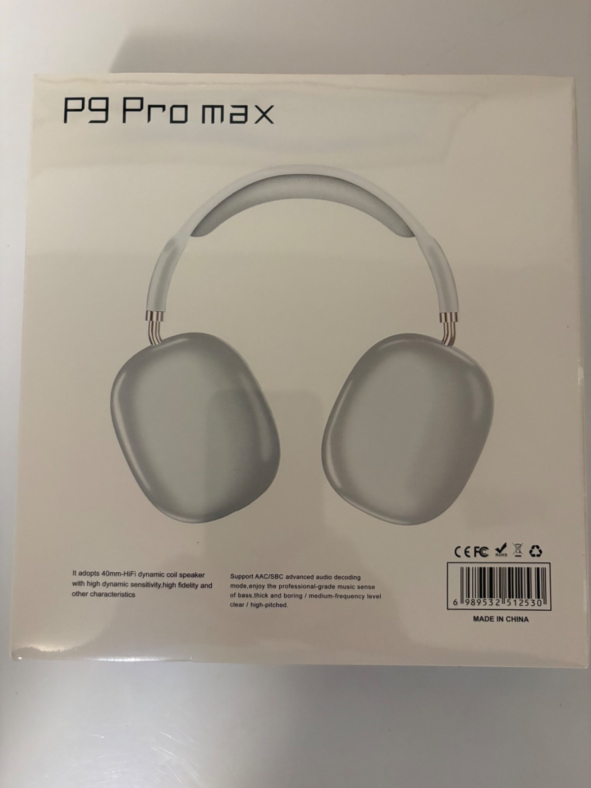 New P9 PRO MAX Headphones Noise Cancelling Bluetooth Earphones Silver