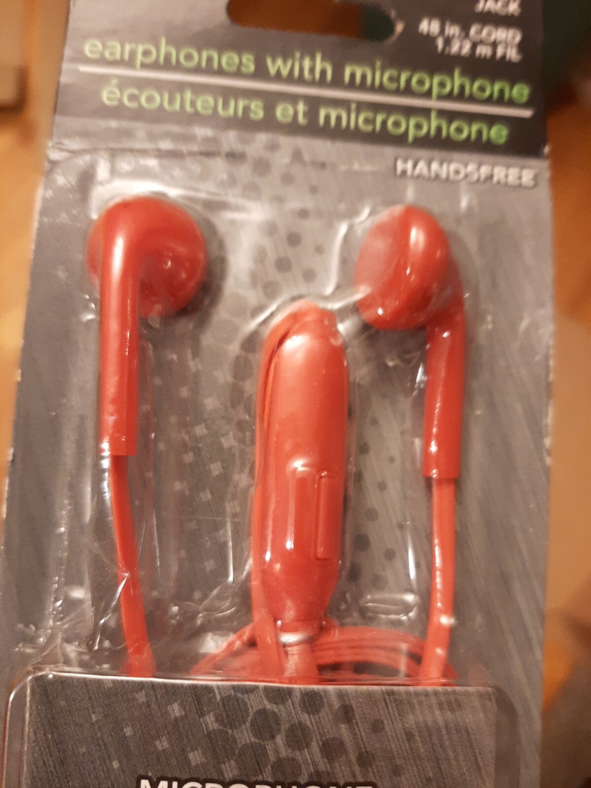 Earphones with Microphone 🎤 Handsfree Red 3.5 mm Jack 4-Ft Cord For Smartphone
