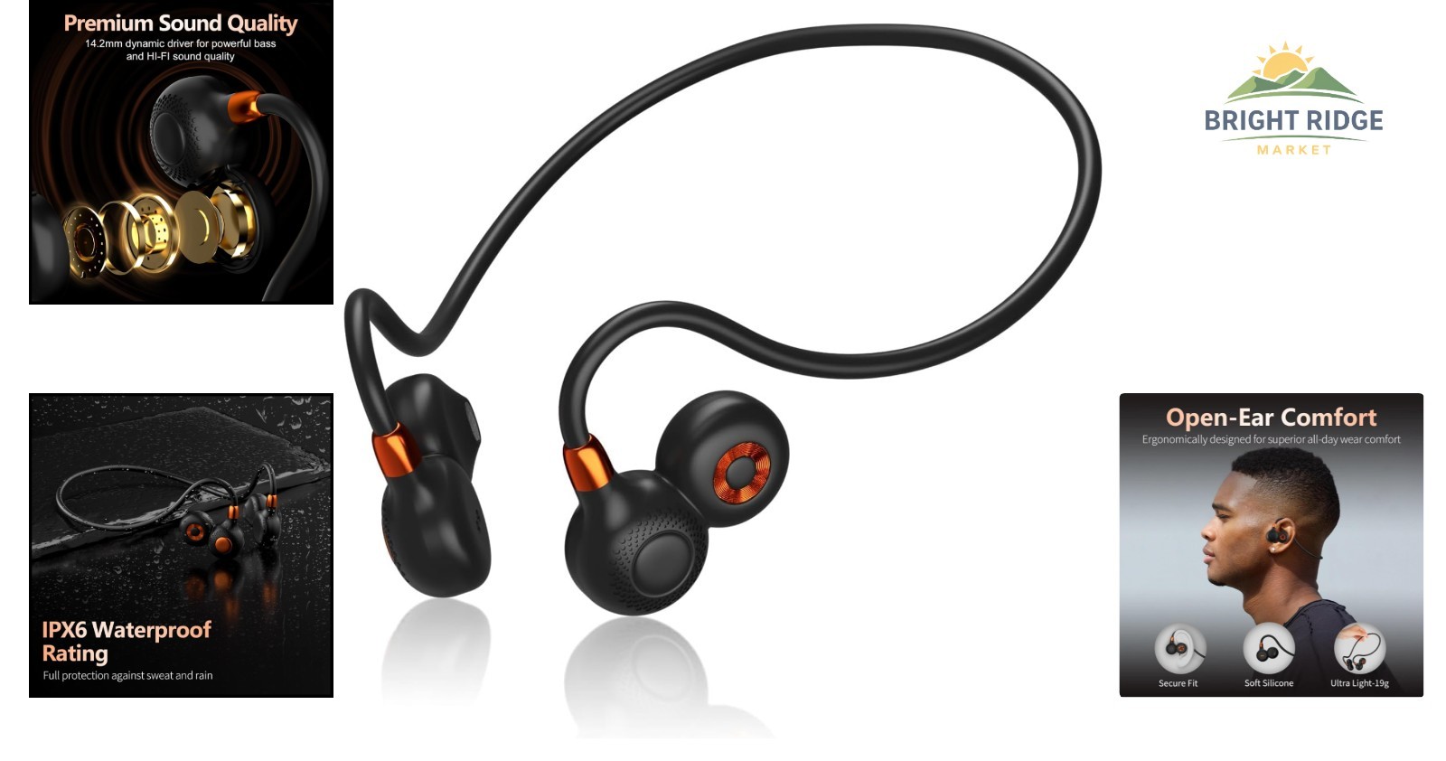 Tangle-Free Charging and Media Control Open Ear Headphones for Active Lifestyles