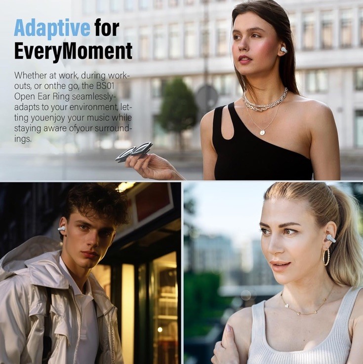 Wireless Earbuds, Clip On Ear Headphones, Bluetooth 5.4 HiFi Stereo Earbuds