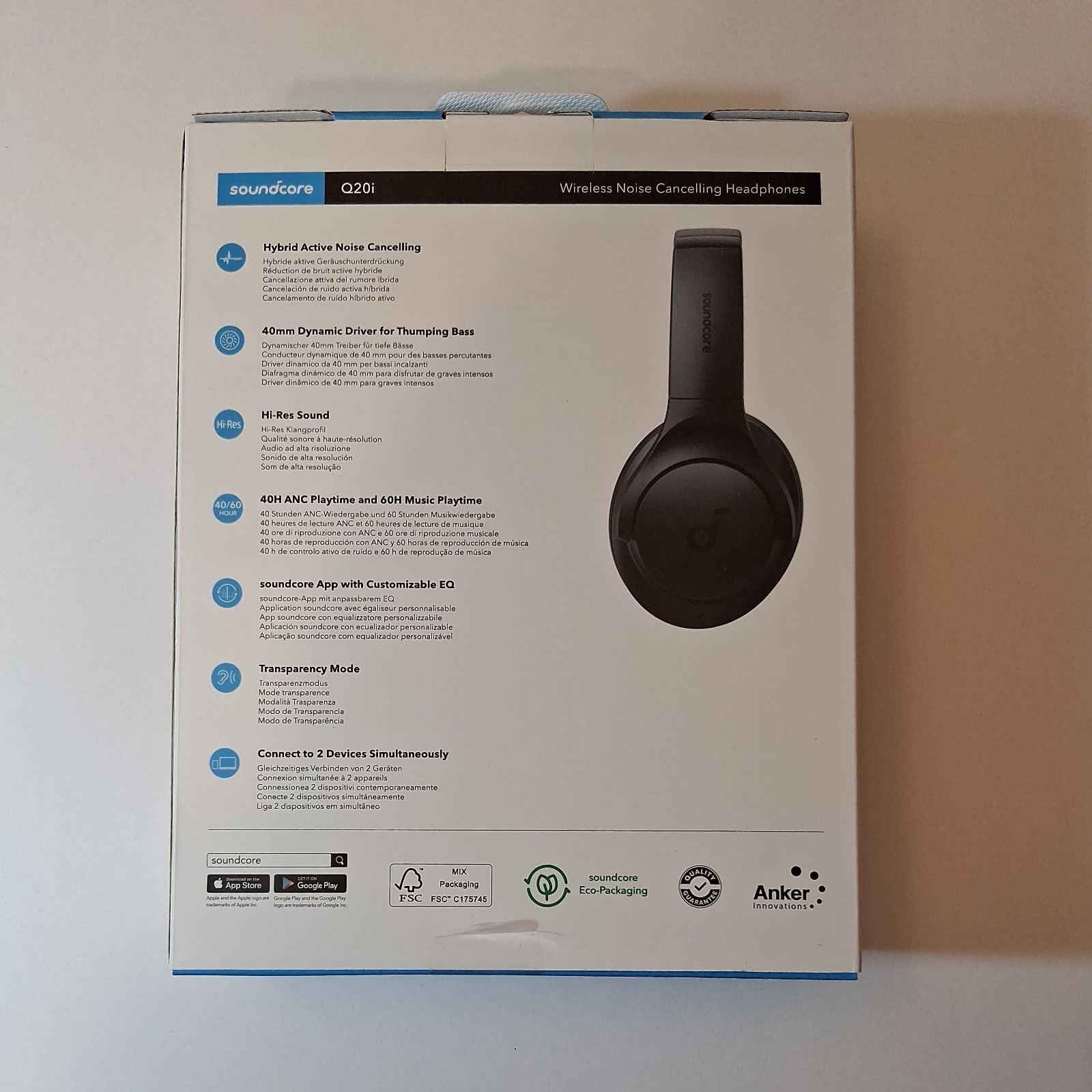 Soundcore by Anker Q20i Hybrid Active Noise Cancelling Headphones, Big Bass