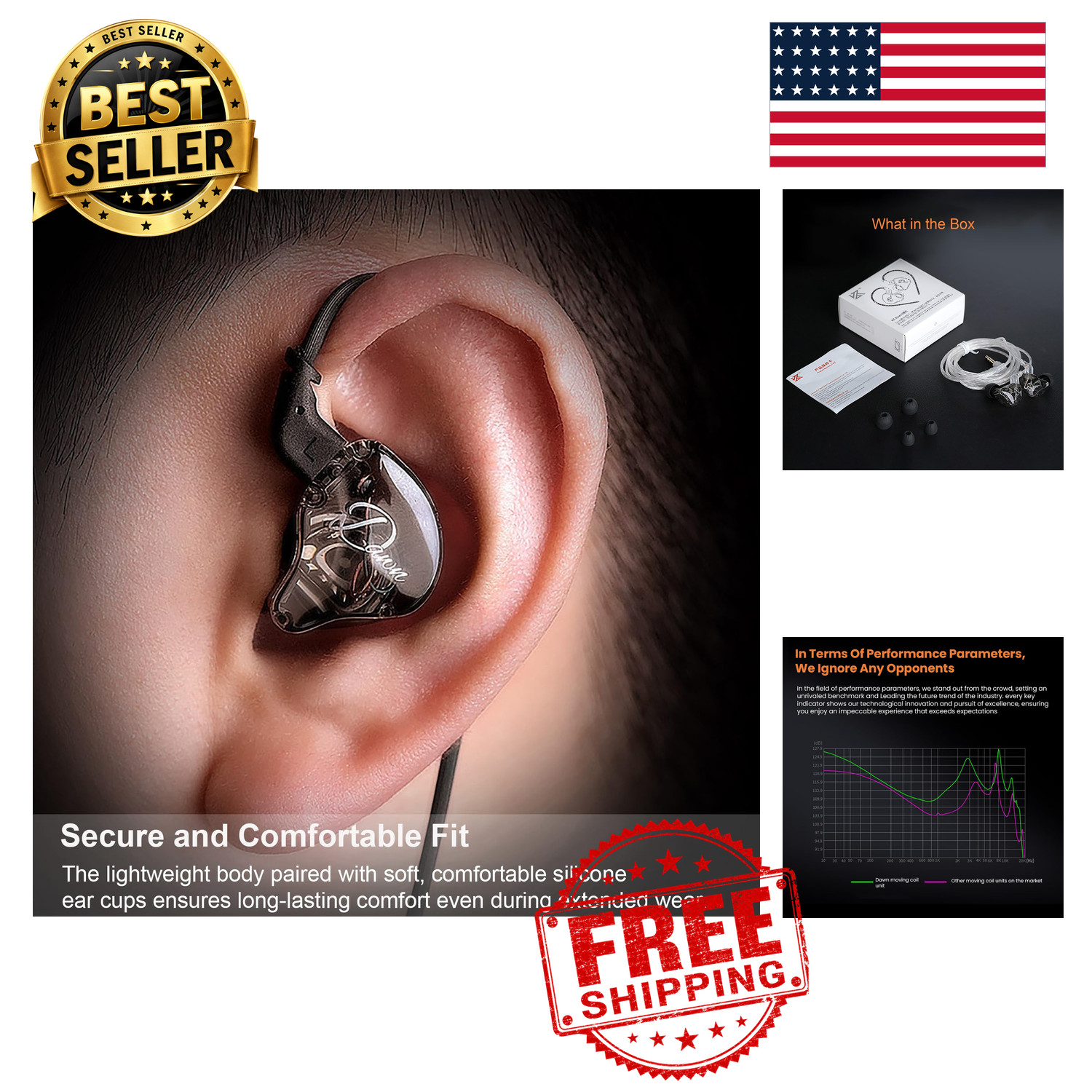 KZ Dawn IEM Wired in-Ear Monitor 3.5mm Noise Isolating Studio Gaming Earphones