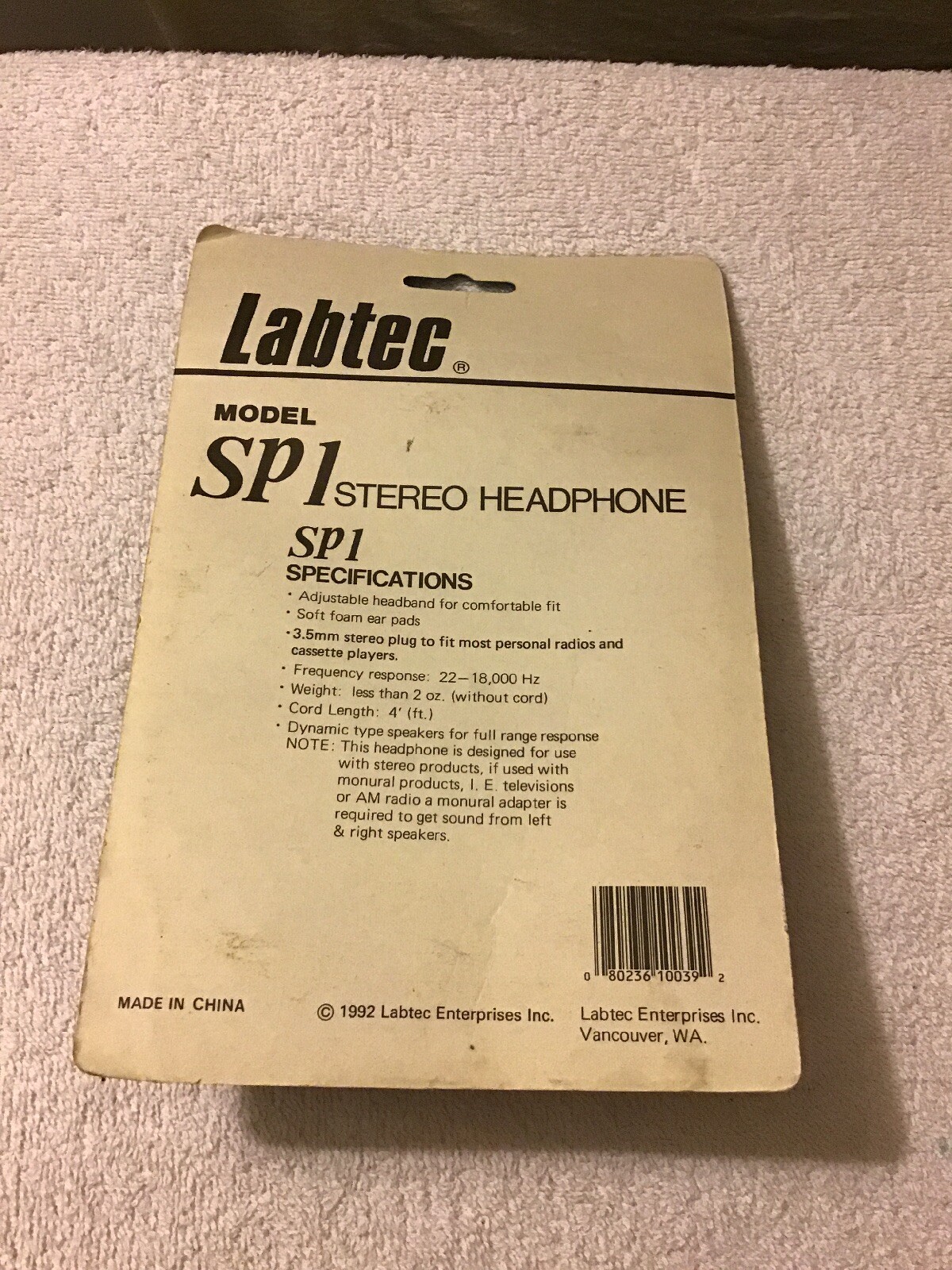 Vintage Dynamic STEREO HEADPHONES. SP1 Labtec