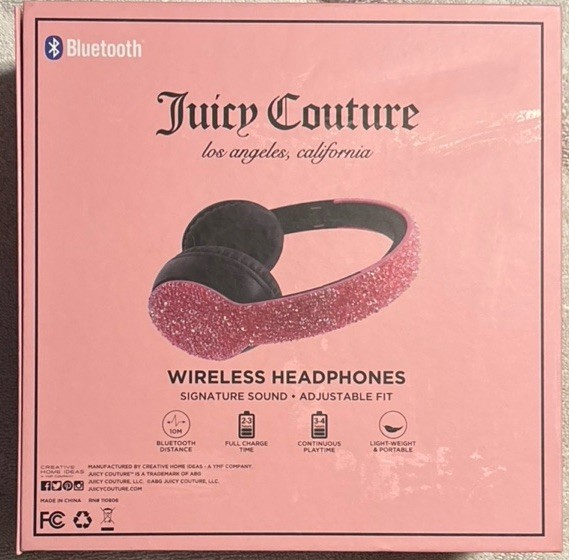 New Juicy Couture Wireless Headphones Bedazzled Gems Pink Bluetooth Electronics