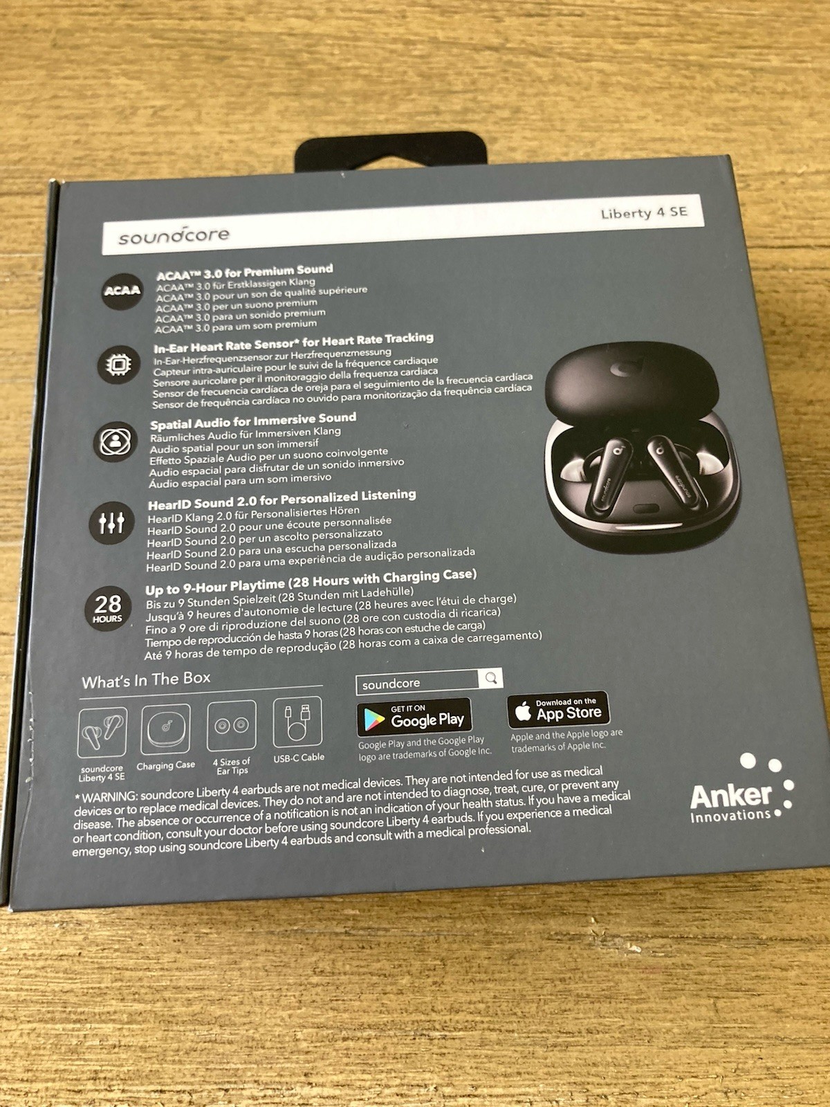 Soundcore by Anker Liberty 4 SE True Wireless BOX ONLY WITH NEW SPARE INSERTS