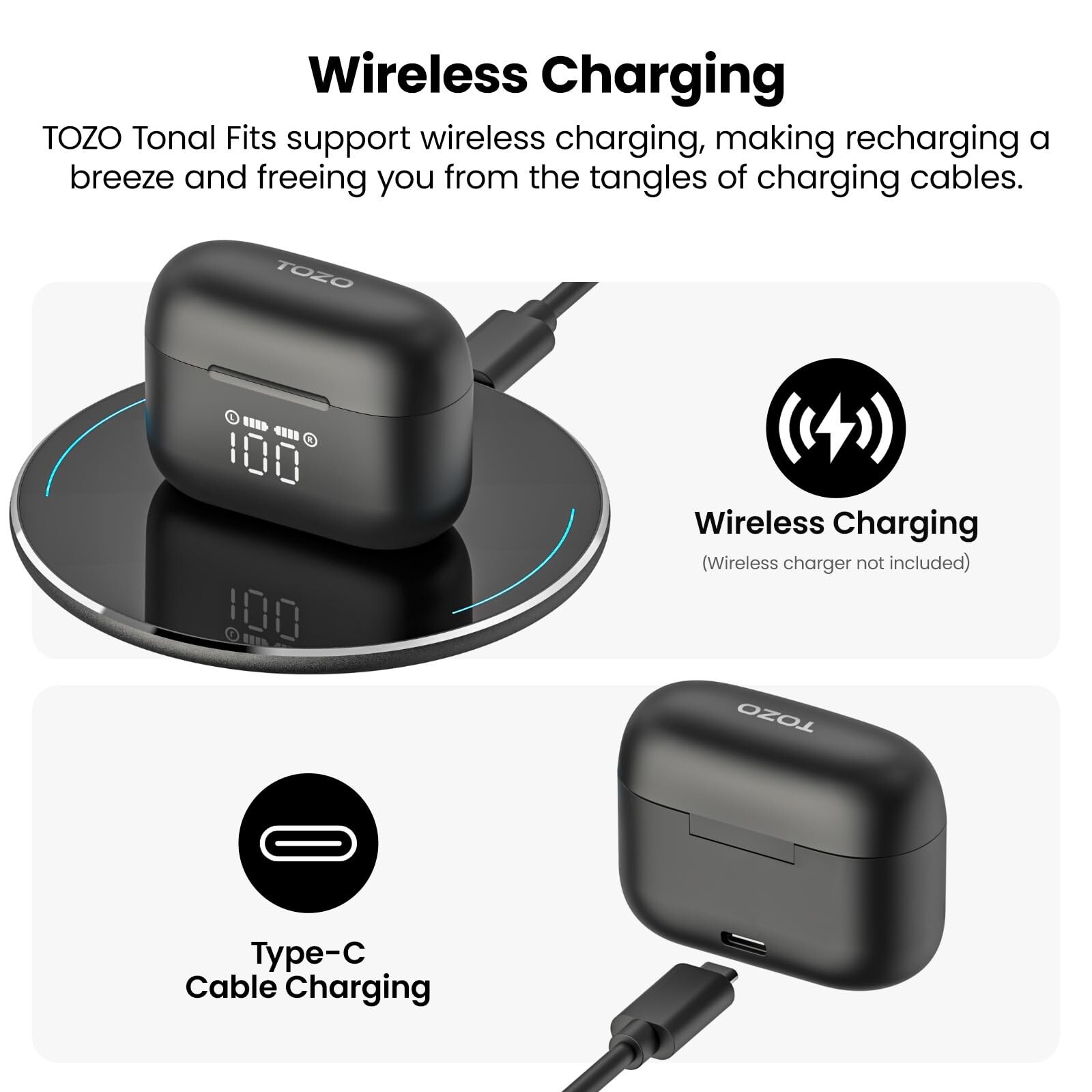 TOZO Tonal Fits(T21) Wireless Earbuds Bluetooth 5.3 Dual Mic Call Noise Cancel