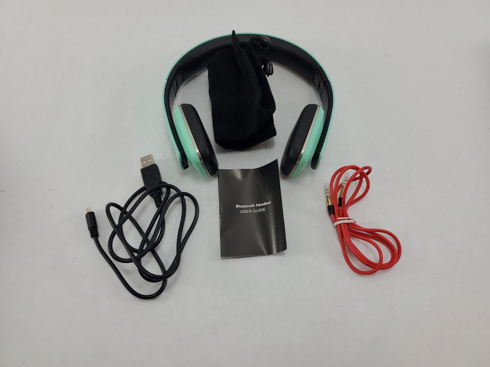 RLX RLX-100 Wireless Bluetooth Stereo Headset Mint Teal Green Foldable Tested