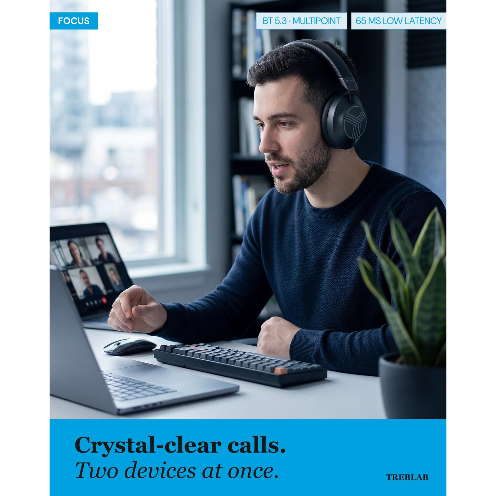 TREBLAB Z7 PRO – Memory Foam Ear Cups, Foldable, 45H Play, Fast Charging