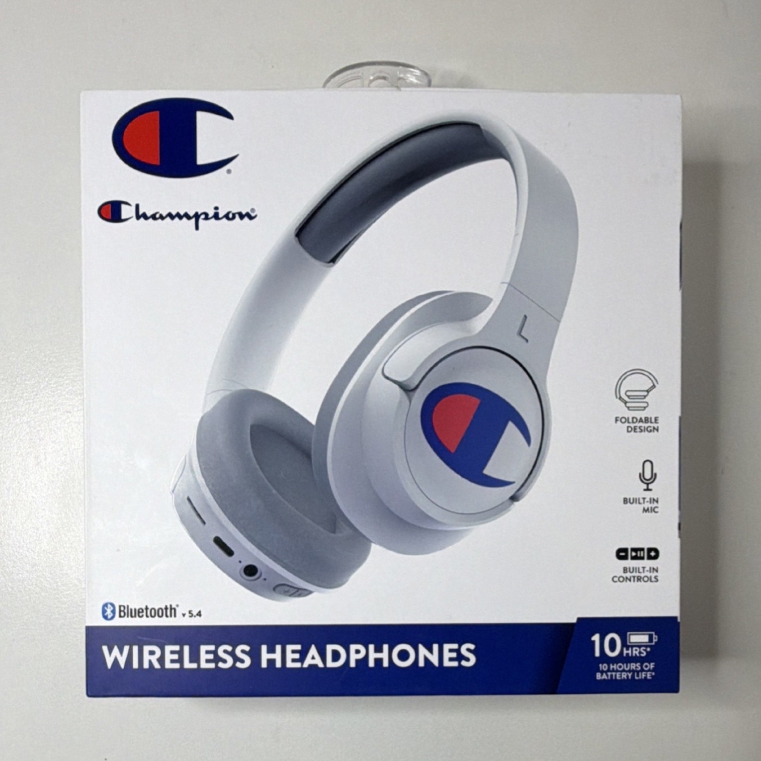 Champion 1100 Series Bluetooth 5.4 Wireless Headphones White Foldable Mic