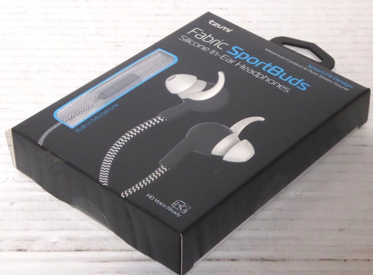Tzumi Fabric Sportbuds Silicone In-Ear Headphones Smart Fit Design NEW