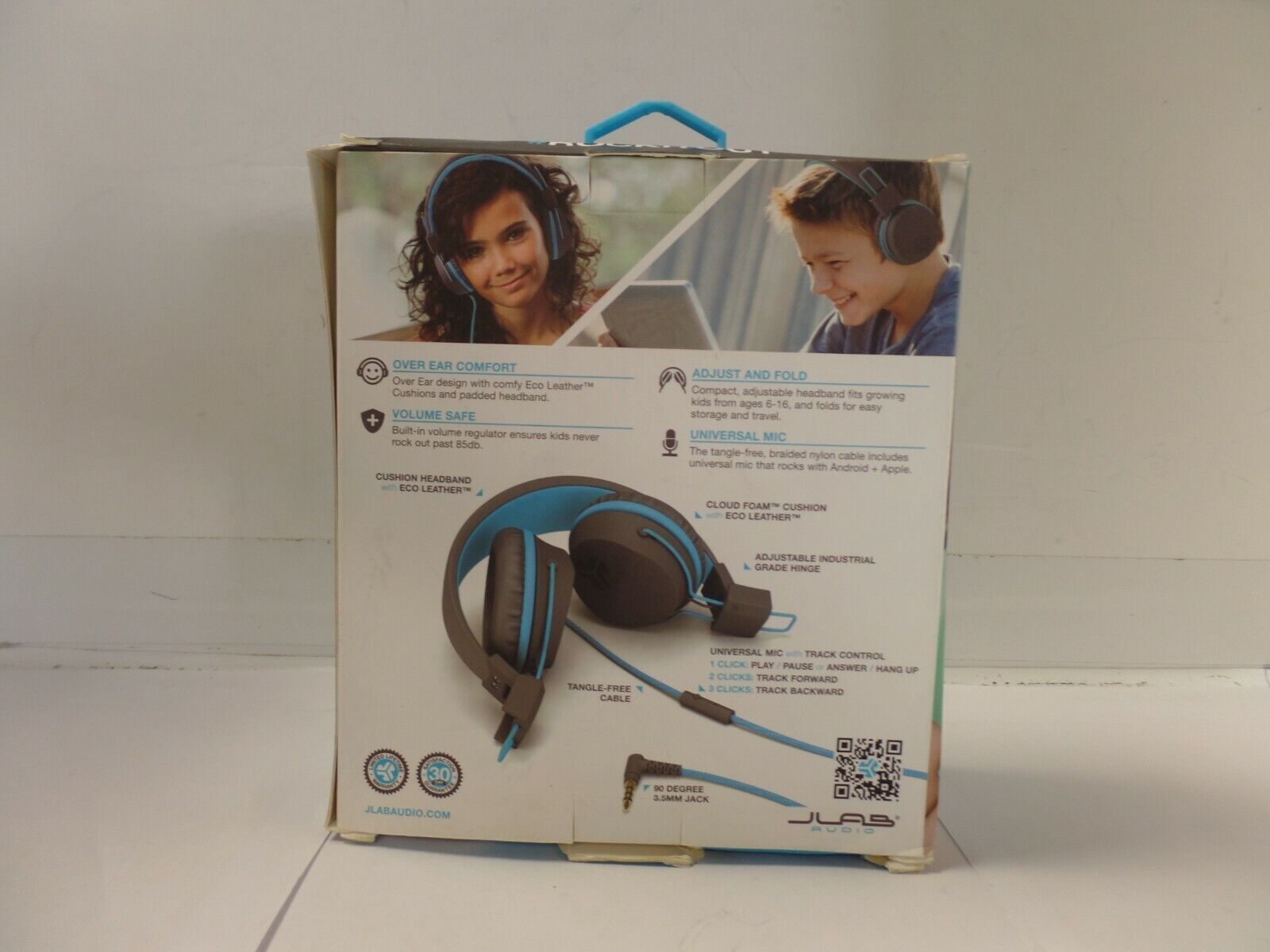 JLab Audio – JBuddies Studio Wired Over-the-Ear Headphones – Gray/Blue