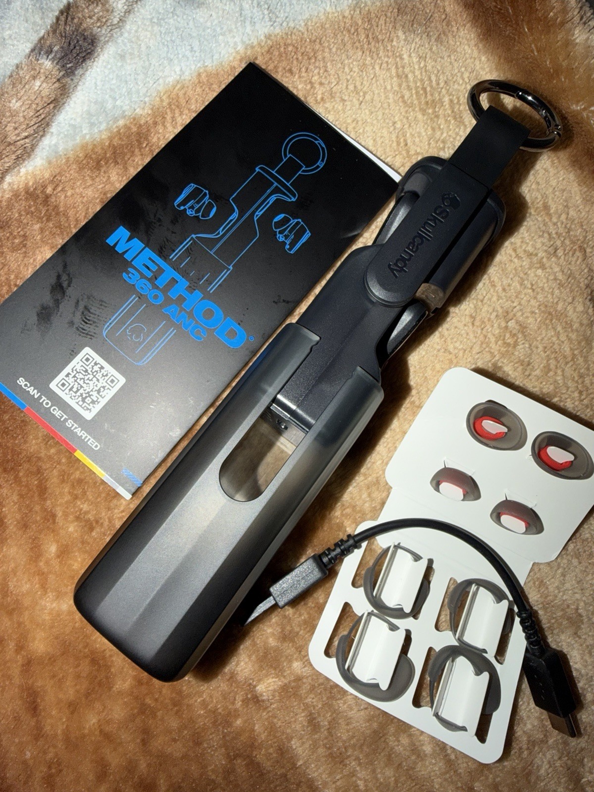 Skullcandy Method 360 ANC True Wireless Bluetooth Earbuds Black/Red w/ Case